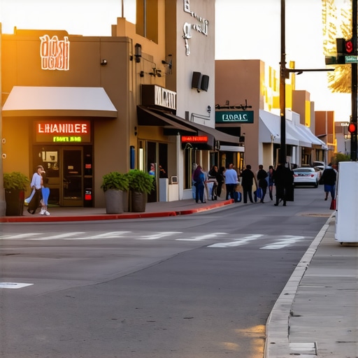 Chandler street with storefronts and Google Maps interface overlay