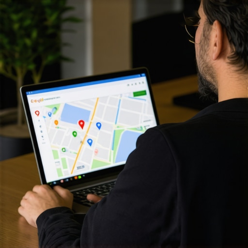 Strategic Local SEO Planning in Chandler Business owner analyzing local SEO data on a laptop with Google Maps interface