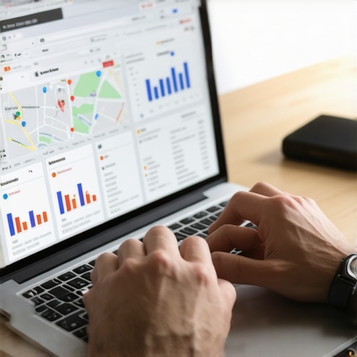 Person using SEO tools on a laptop to monitor Google Maps rankings