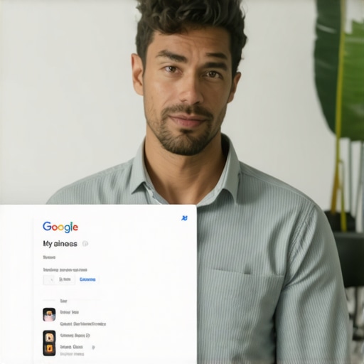 Optimizing GMB Profile in Chandler Business owner updating Google My Business profile with photos and keywords