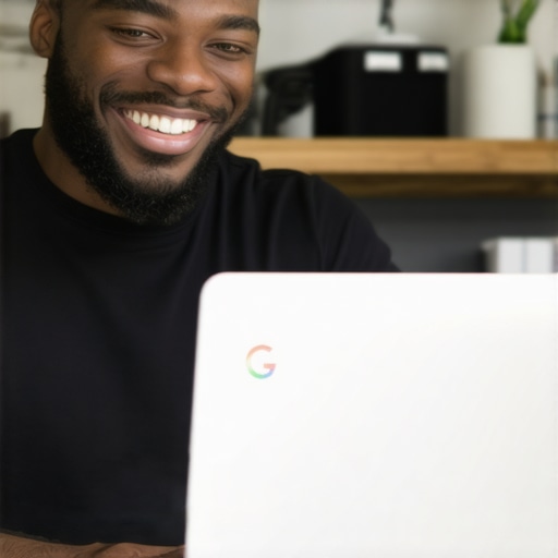 Business owner editing Google My Business profile on laptop in Chandler