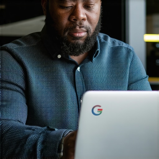 Optimizing GMB Profile Business owner updating Google My Business listing on laptop