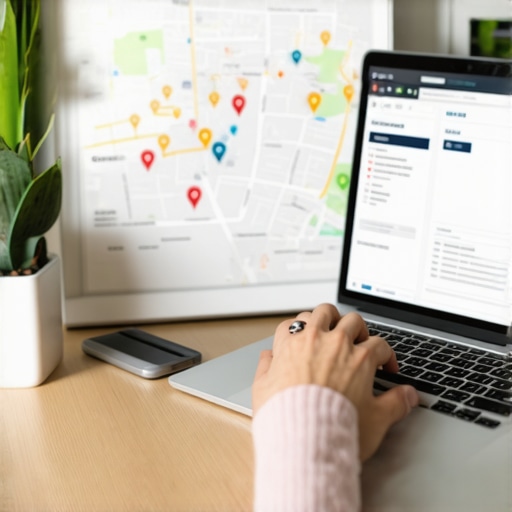 Local SEO Tools at Work in Chandler Person analyzing local SEO data on a laptop with Chandler city map in background.