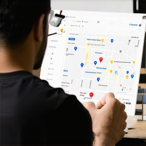 Business owner updating Google My Business profile on a computer with Chandler city map.
