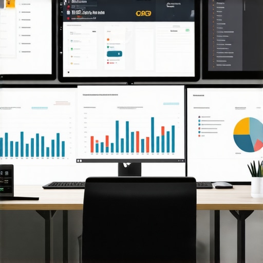 SEO Tools for Local Map Rankings A person analyzing local SEO metrics on multiple screens with SEO software dashboards