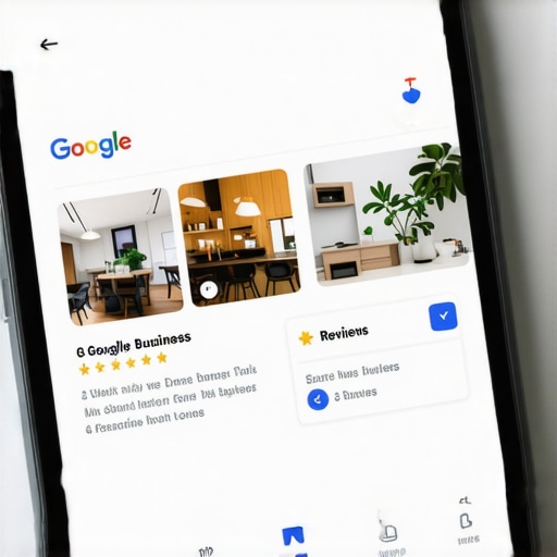 Smartphone showing a well-maintained Google My Business profile with recent reviews and high-quality images.